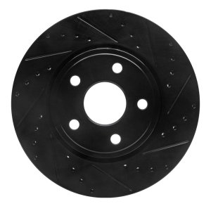 Dodge Durango Brake Rotor (1) - Front Right - R1 Concepts - Drilled & Slotted - Black - `11-`22